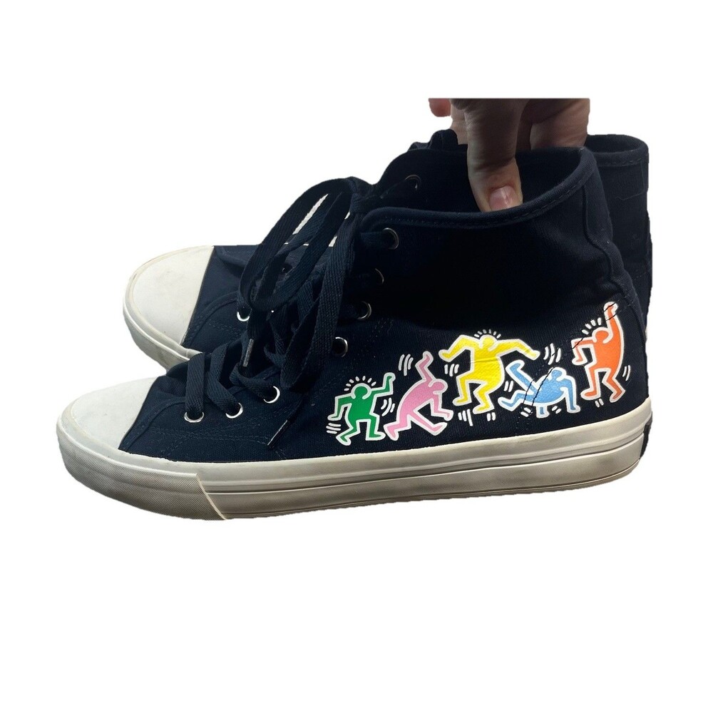Keith Haring x H&M Sneakers Mens EU43 US10 Black Canvas High Top Streetwear Art